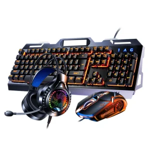 Black Keyboard, Mouse, Mouse Pad, and Headset Combo