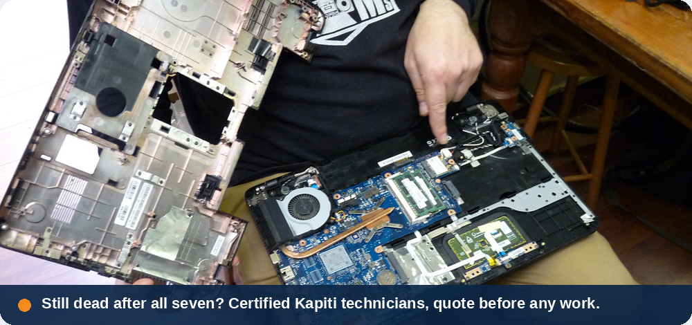 Certified technician repairing a laptop — clear quote before any work begins